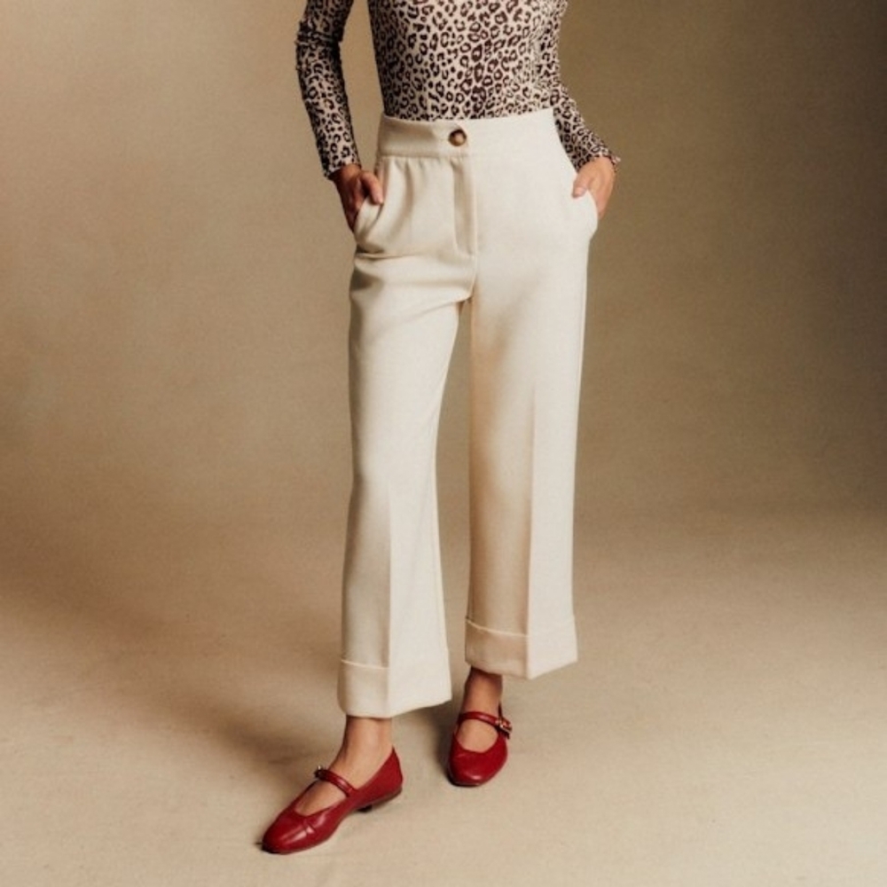 Sezane Damon Trousers Ecru Size 4